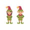 Two cute Christmas elves, male and female. Santa Claus elf icon