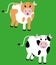 Two cute cow, cartoon calf