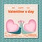 Two cute enamored snails. Valentine`s day concept. vector illustration