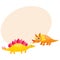 Two cute and funny baby dinosaur characters - stegosaurus and triceratops