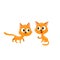 Two cute, funny, naughty, playful red cat characters playing together