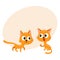 Two cute, funny, naughty, playful red cat characters playing together