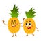 Two cute and funny pineapple characters, one tickling the other