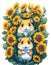 two cute hamsters in sunflowers