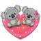 Two Cute Koalas on a heart