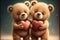 Two cute little bears with heart. Valentine\\\'s gift card concept