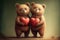 Two cute little bears with heart. Valentine\\\'s gift card concept