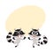 Two cute little raccoon characters jumping from happiness and delight