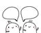 Two cute marshmallows talking hand drawn illustration with speech bubbles
