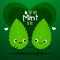 The two cute mint leaves. Vector illustration
