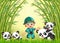 Two cute panda in a bamboo forest