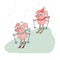 Two Cute Pigs Skier