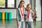 two cute preadolescent girls with medals