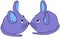 Two cute purple blue mice bump snouts and kiss. Colorful mouse illustration suitable for children and close to nature. mouse