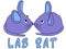 Two cute purple blue mice bump snouts and kiss . Lettering \\\