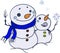 Two cute snowmen, friends, hugs