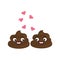Two cute vector poop fall in love, have a romantic flirt