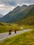 Two cyclists descent from the Silvretta-pass.