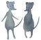 Two dancing cartoon rats on a white background. watercolor illustration for design of posters, prints, cards, magazines