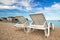 Two deckchairs on a beautiful adriatic beach