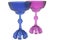 Two decorative glasses set in pink and blue