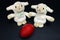 Two decorative happy easter sheep white red egg