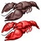 Two delicious fried crawfish, vector isolated