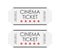 Two designed cinema tickets top view isolated on white background. Flat design vector illustration