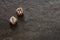 Two dice on a stone background, closeup top view, luck, chance and fortune, random choice, gambling concept