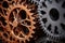 two differently shaped gears meshing together