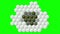 Two dimension animation of communicable disease cancer hexagon skull symbol pattern on green screen background, full high definiti