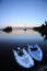 Two dinghy`s at sunset, Wallace Island, Gulf Islands, British Columbia