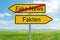 Two direction signs - Fake News or Facts - Fake News oder Fakten german