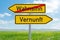 Two direction signs - Madness or Reason - Wahnsinn oder Vernunft (german