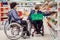 Two disabled women in a department store