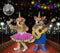 Two dogicorns singing in nightclub