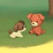 Two dogs, cute plush toy, mascot ai Generated, generative AI, CGI graphics