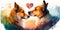 Two dogs love each other, cats kiss, print for you Generative AI