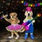 Two dogs perform on stage