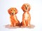 Two dogs sitting water color painting