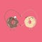 Two donuts make heart shape funny cartoon characters of food