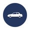 Two door car icon in badge style. One of cars collection icon can be used for UI, UX