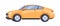 Two-door car, side view. New yellow auto profile. Automobile, modern road transport with wheels. Abstract model. Flat