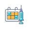 Two dose vaccination RGB color icon