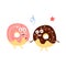 Two Doughnuts Holding Hands Children Birthday Party Attribute Cartoon Happy Humanized Character In Girly Colors