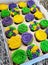 Two Dozen Colorful Mardi Gras Cupcakes