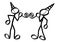 Two Drawn Stick Figures Blowing Party Horns