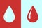 Two drops one water, the other blood, vector illustration