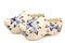 Two Dutch ceramic Delft Blue wooden shoes