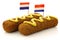 Two Dutch snacks called kroket with mustard